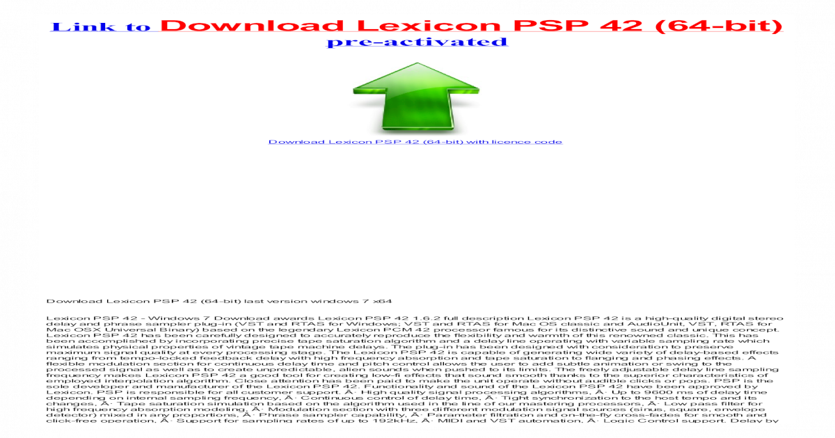 Lexicon Psp 42 Free Download Mac